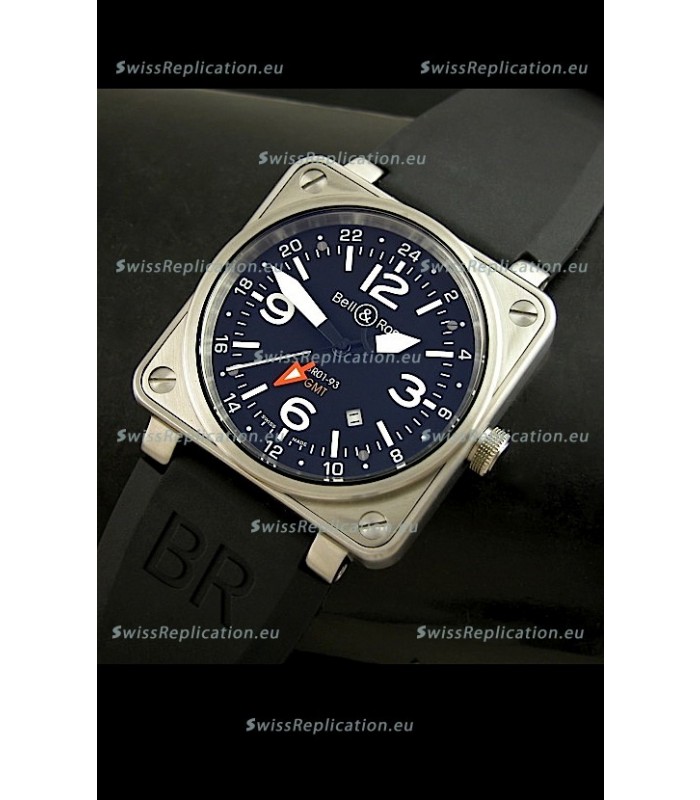 Bell and Ross BR01-93 GMT Japanese Replica Watch in Steel Case