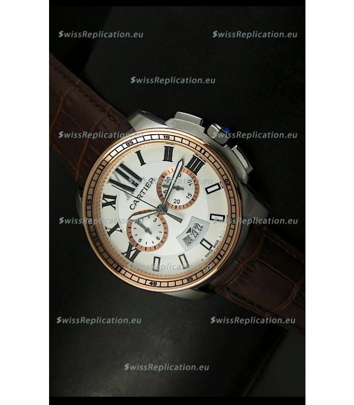 Calibre De Cartier Chronograph Japanese Replica Watch in Two Tone