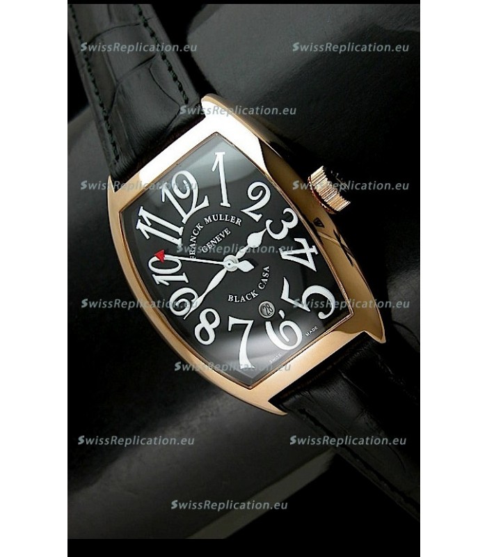 Franck Muller Geneve Casablanca Japanese Rose Gold Watch in Black Dial