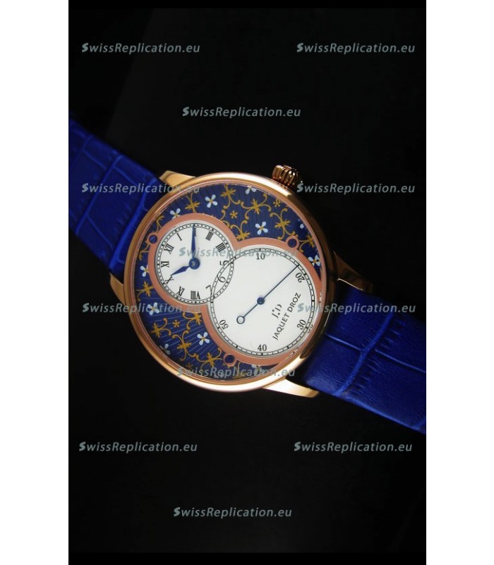Jaquet Droz Grande Seconde Watch Rose Gold Blue Grand Feu paillonné-enameled Dial
