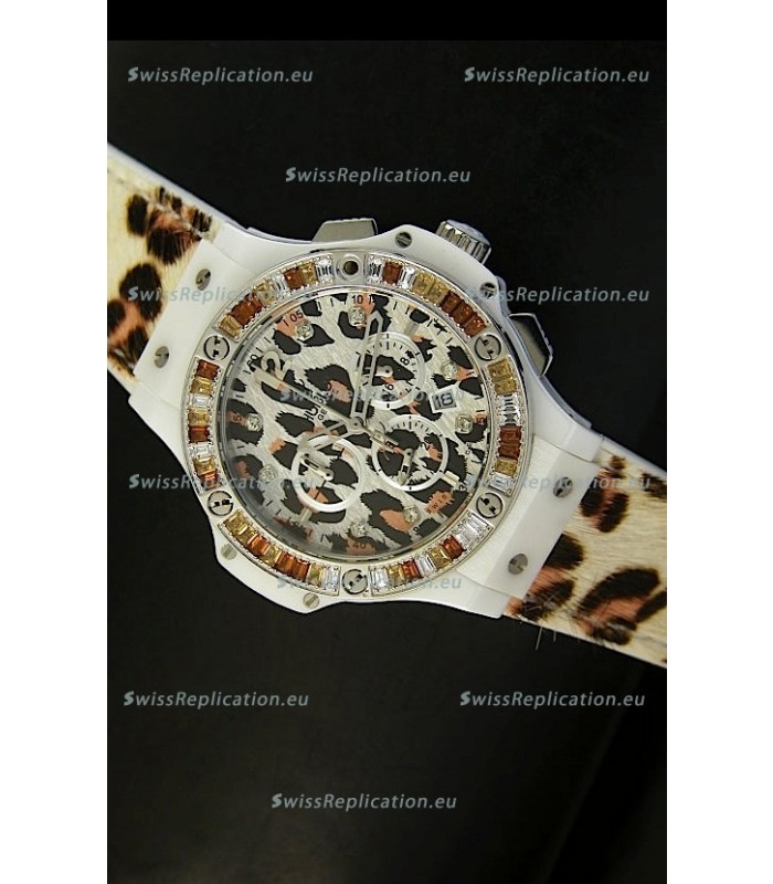 Hublot Big Bang White Zebra Bang Edition in White PVD Case 34MM Watch