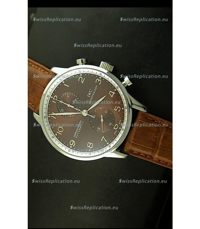 IWC Portuguese Chronograph Swiss Replica Watch in Steel Case - 1:1 Mirror Replica Edition