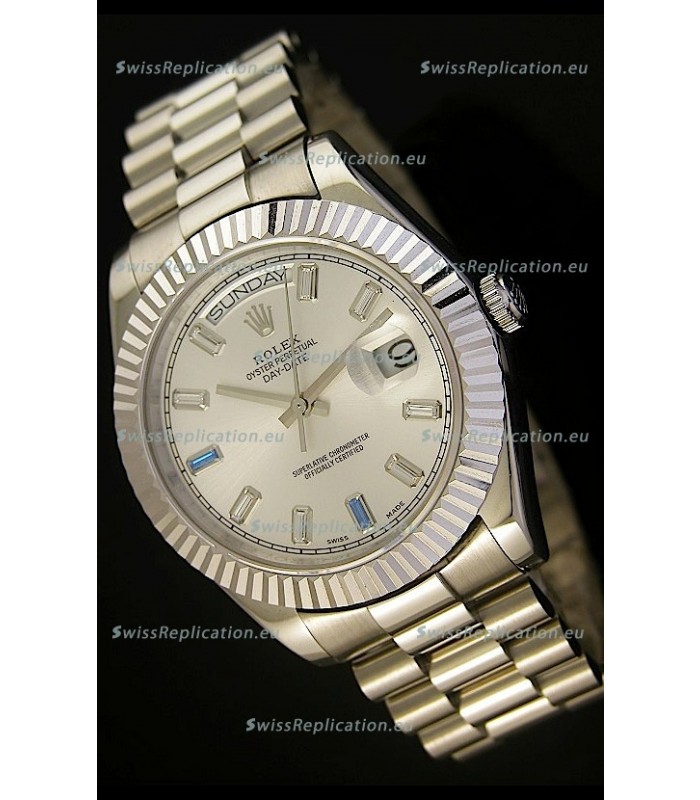Rolex Day Date II 41MM Swiss Replica Watch - Steel Dial - 1:1 Mirror Replica Watch 
