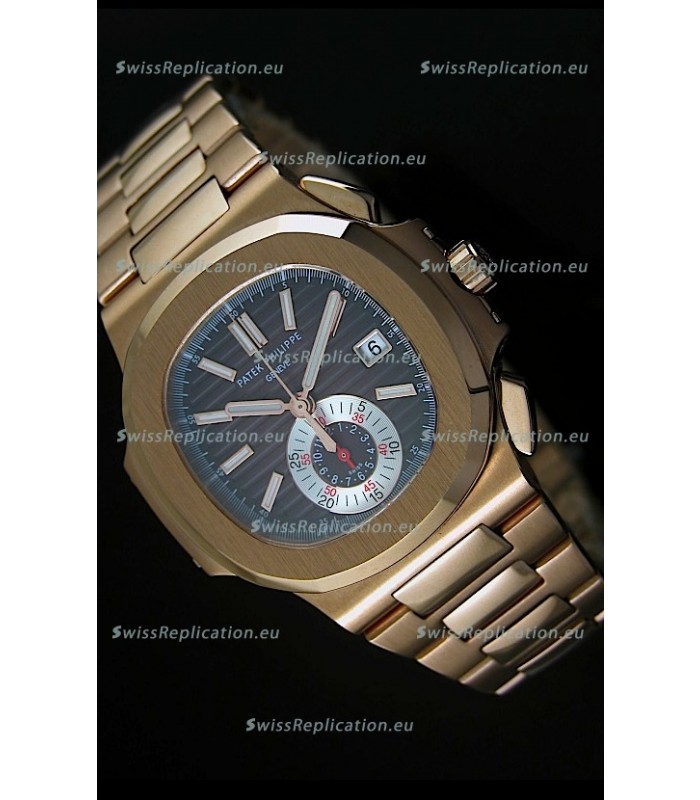 Patek Philippe Nautilus 5980 Chronograph Swiss Pink Gold Watch - 1:1 Mirror Replica