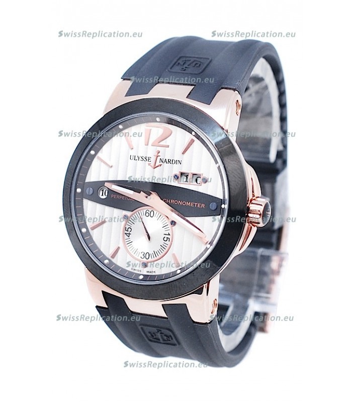 Ulysse Nardin Executive Dual Time Japanese Replica Rose Gold Watch