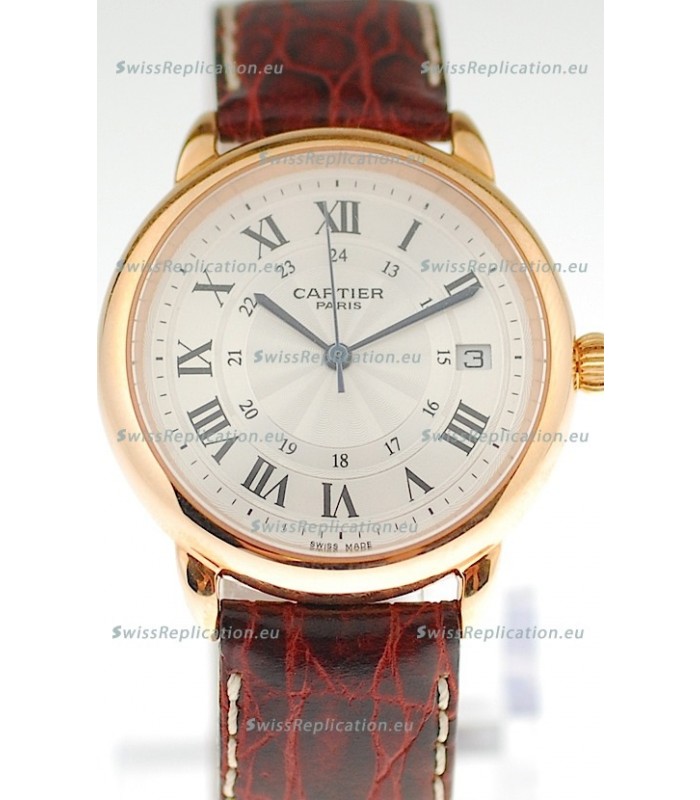 Ronde De Cartier Louis Swiss Replica Pink Gold Watch