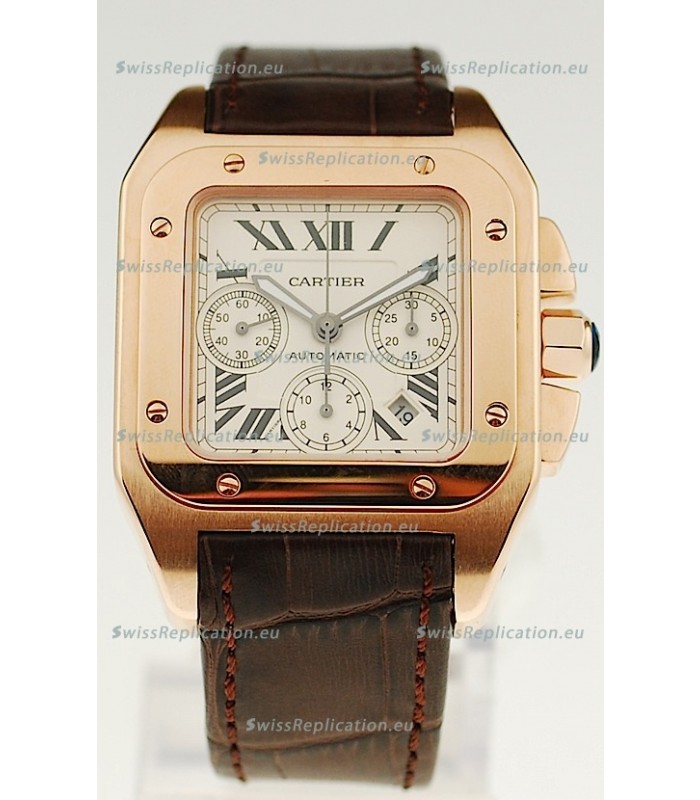 Cartier Santos 100 Swiss Replica Gold Watch