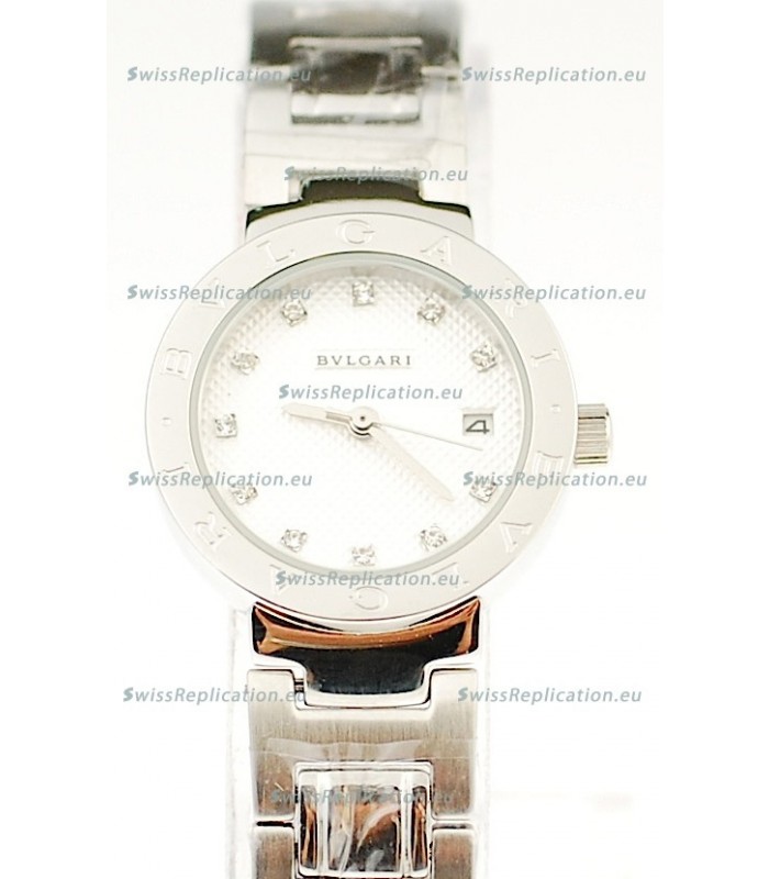 Bvlgari Quartz Japanese Steel Watch in White Dial
