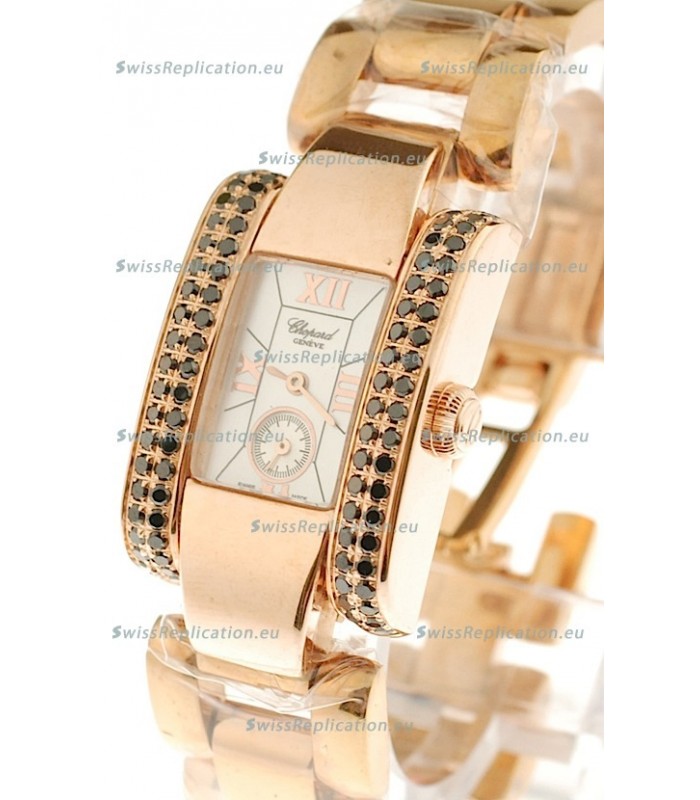 Chopard La Strada Swiss Ladies Replica Pink Gold Watch 