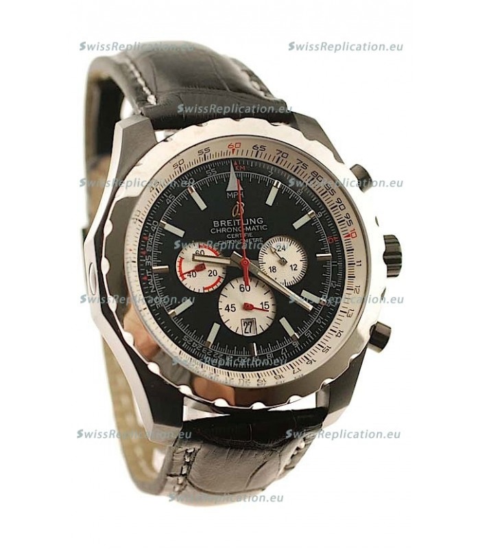 Breitling Chrono-Matic Chronometre Japanese Replica Watch in Black Strap