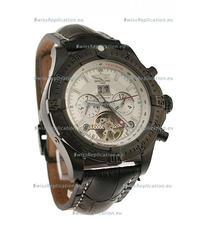 Breitling Chronometre Tourbillon Japanese Replica Watch in White Dial