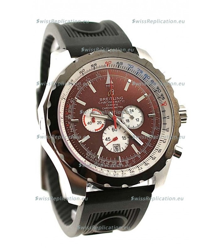 Breitling Chrono-Matic Chronometre Japanese Replica Watch in Maroon Dial