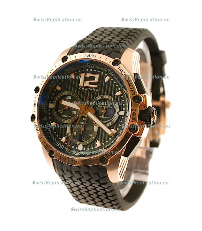 Chopard Classic Racing Superfast Swiss Replica Gold Watch in Black Dial
