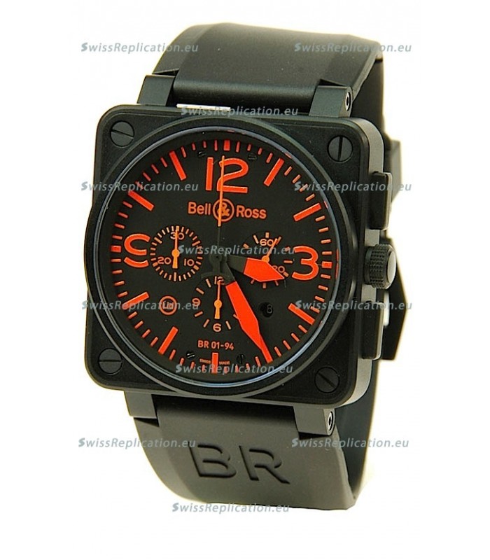 Bell and Ross BR01-94 Edition Swiss Replica Automatic Watch in Orange Markers