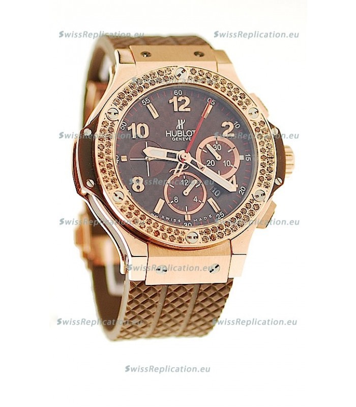 Hublot Big Bang 18K Pink Gold Casing Swiss Watch in Brown Dial
