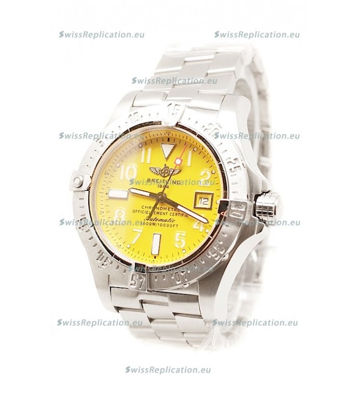 Breitling Chronograph Chronometre Swiss Replica Watch in Yellow Dial