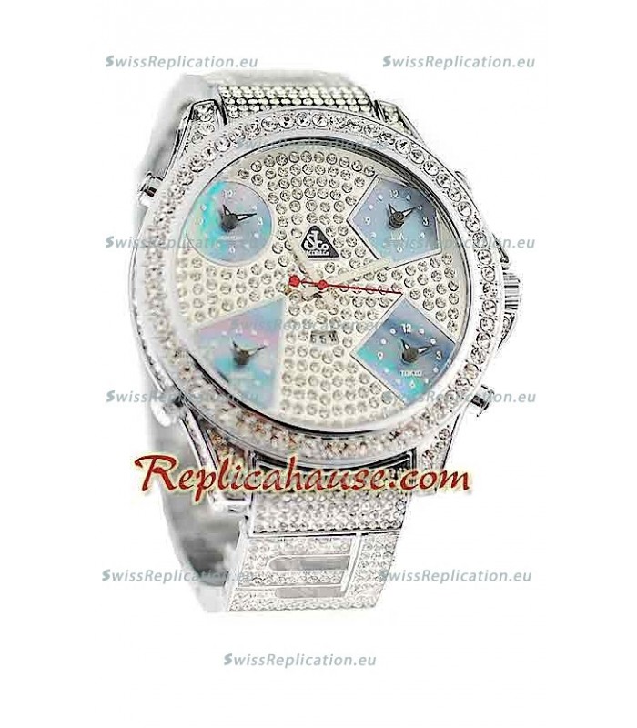 Jacob & Co Diamond Japanese Replica Watch in Light Blue Sub Dial