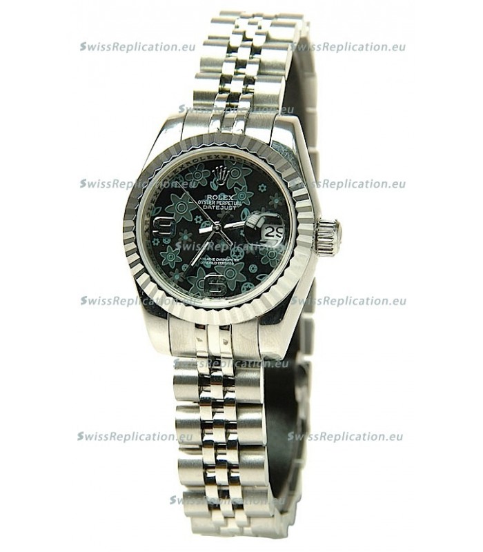 Rolex Datejust Floral Motif Ladies Swiss Replica Watch