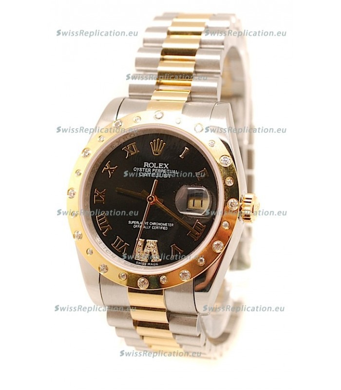 Rolex DateJust Mid-Sized Swiss Replica Gold Watch