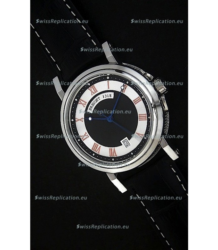 Breguet De La Marine Swiss Replica Steel Watch in Black & White Dial