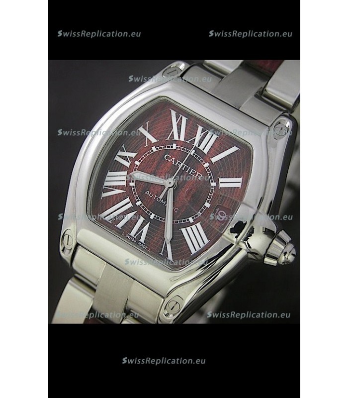 Cartier Roadster Japanese Replica Watch in Red Wine Dial