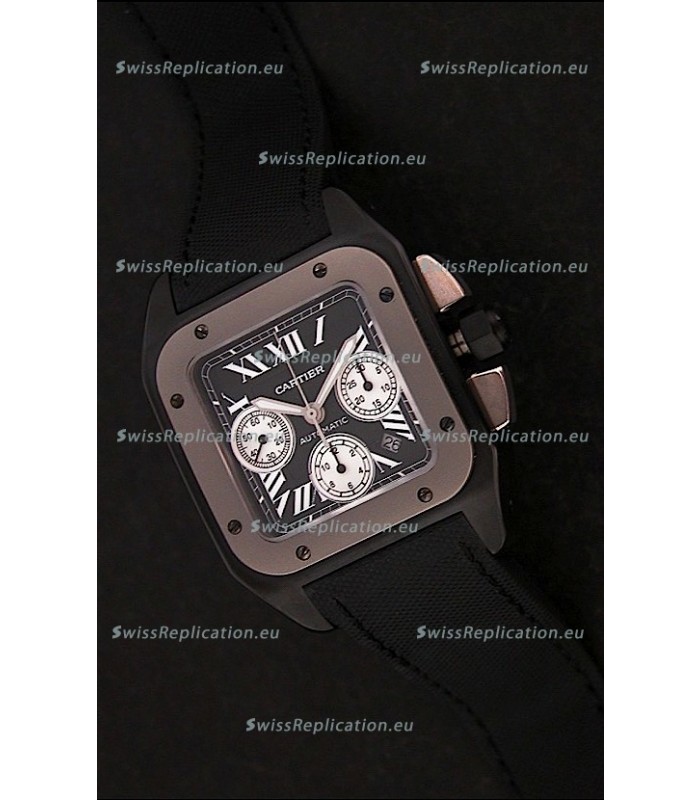 Cartier santos Swiss Replica Watch in Black Dial