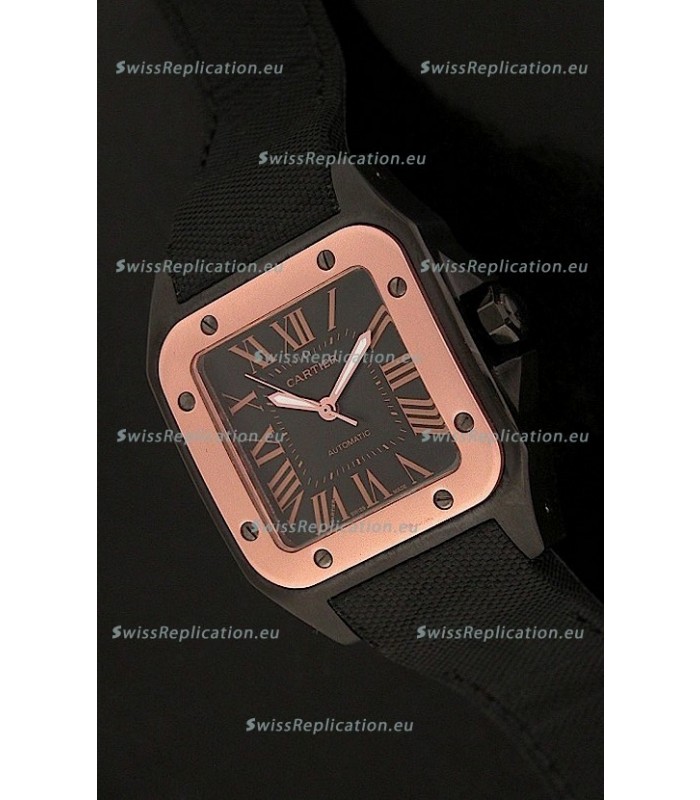 Cartier Santos Swiss Replica Watch in Black Dial