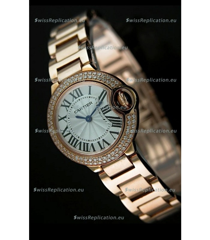 Ballon De Cartier Ladies Replica Watch in Pink Gold 