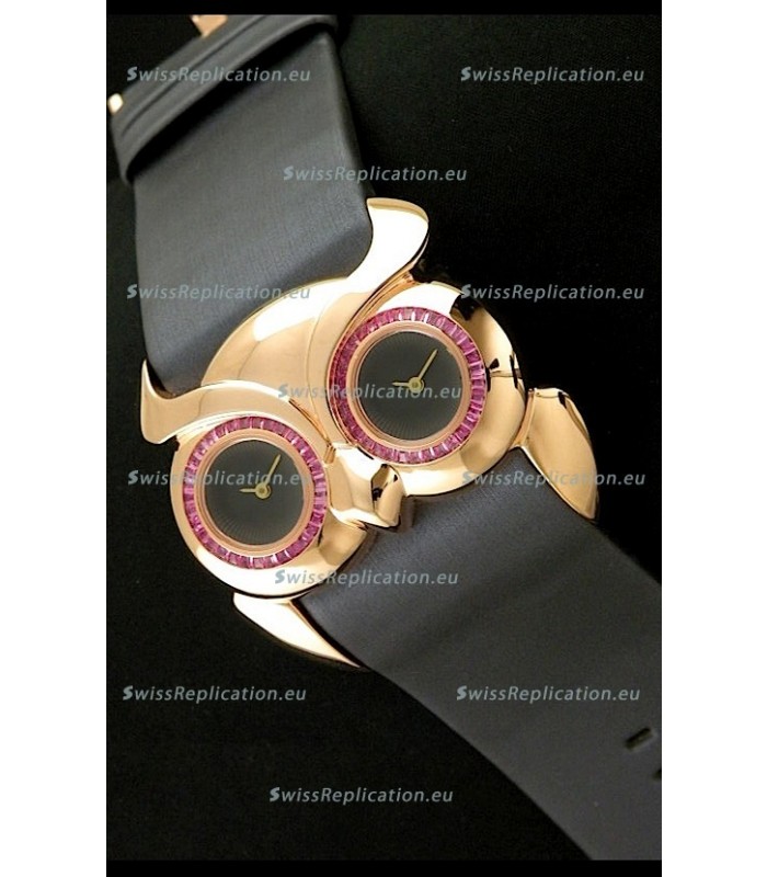 Chopard Animal World Ladies Owl Watch in Double Black Dial