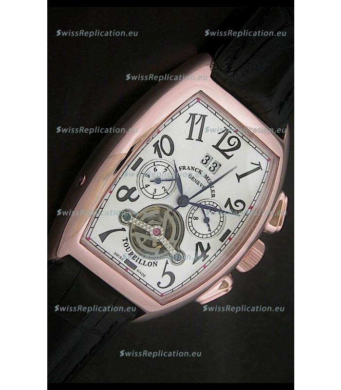 Franck Muller Tourbillon Japanese Replica Watch in Pink Rose Case 