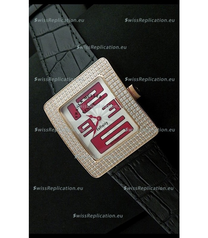 Franck Muller Geneve Infinity Japanese Gold Watch in Red Numeral Markers