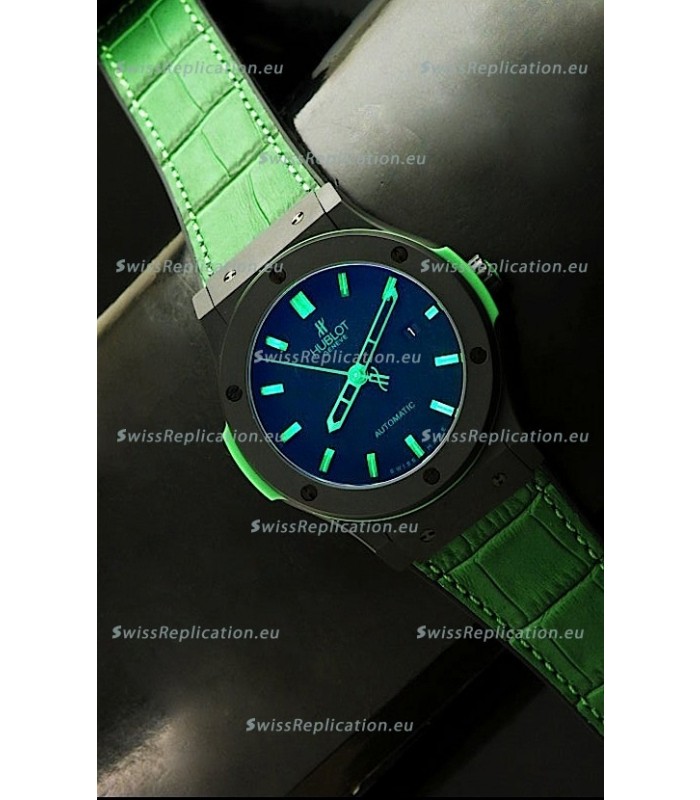 Hublot Big Bang Classic Fusion Ceramic Case Watch in Green Strap