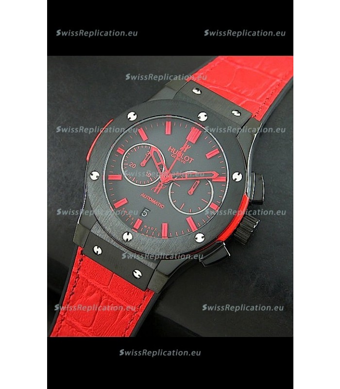 Hublot Big Bang Classic Fusion Swiss Replica PVD Watch in Red Strap