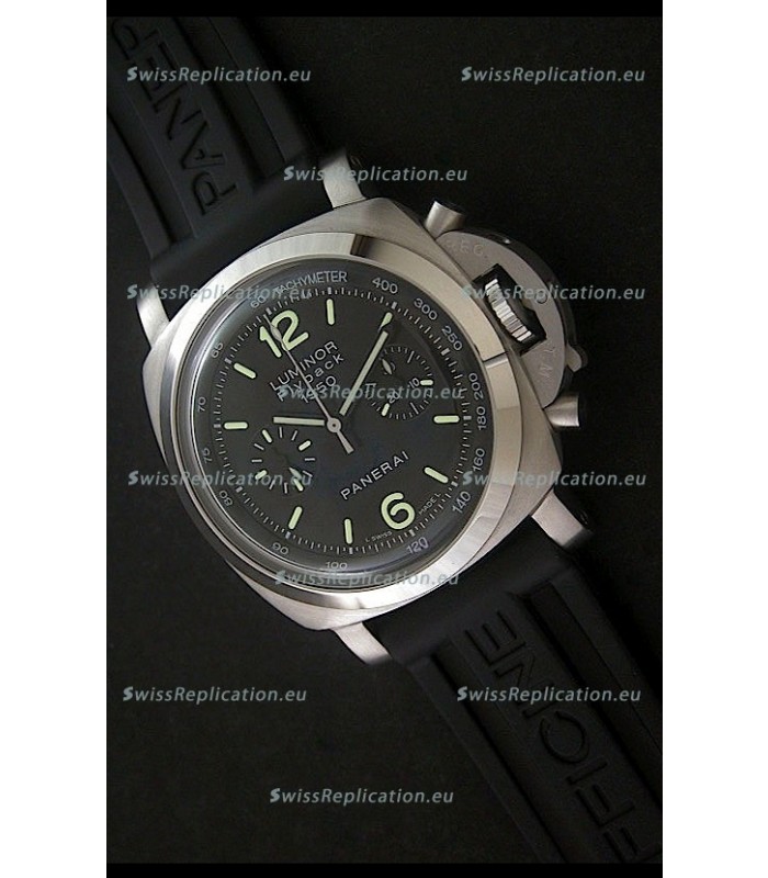 Panerai Luminor Flyback 1950 Swiss Watch in Black Dial
