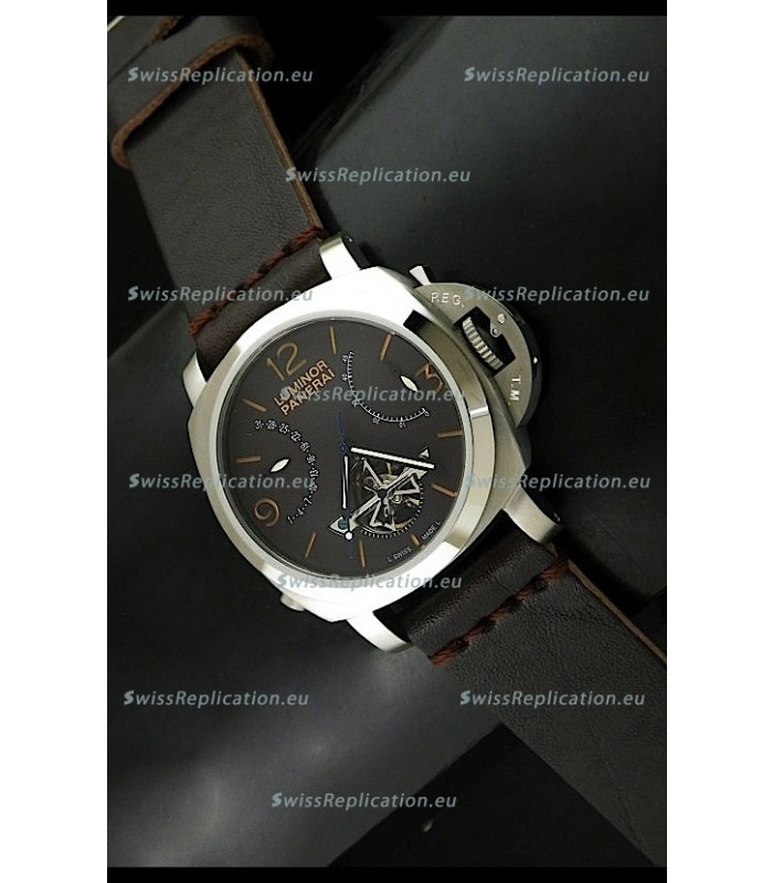 Luminor Panerai Japanese Replica Tourbillon Watch in Black Dial