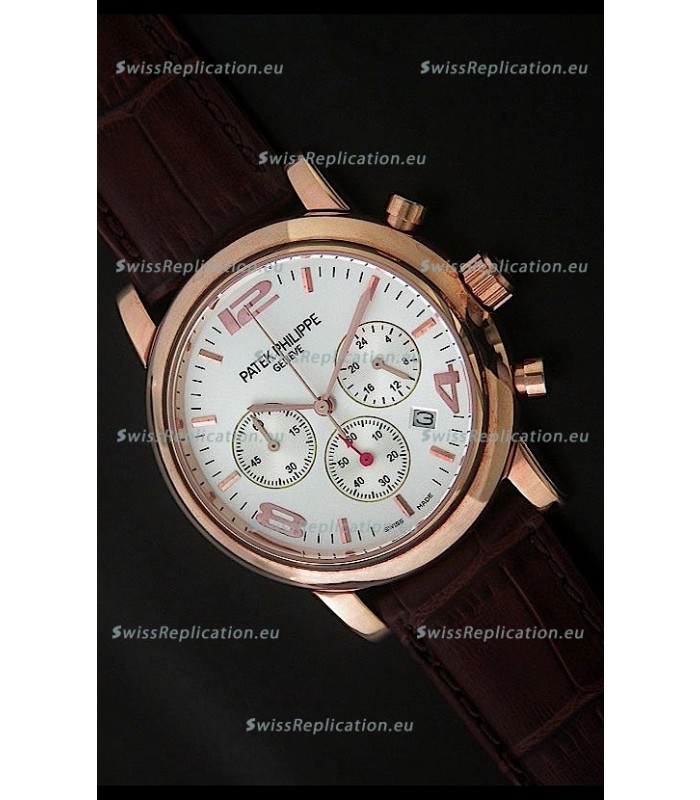 Patek Philippe Perpetual Calender Japanese Steel Watch in White Dial