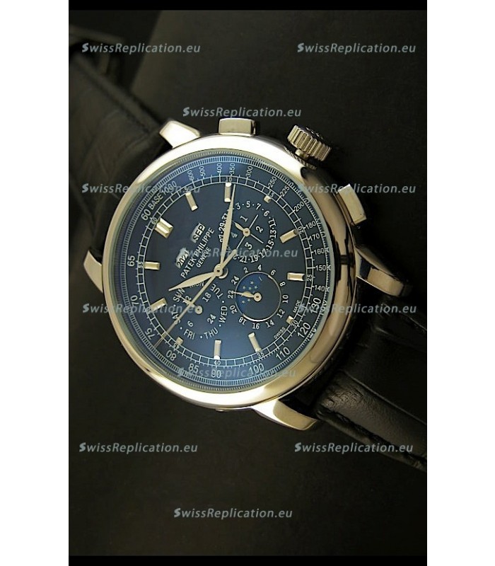 Patek Philippe Complications Japanese Replica Watch in Black Dial