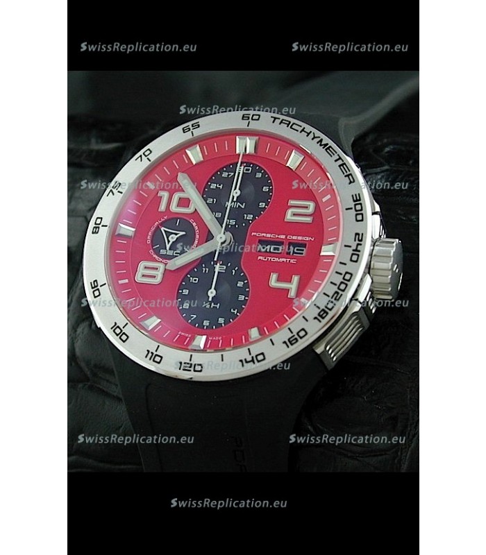 Porsche Design Flat Six P'6340 Swiss Chronograph Watch in Red Dial