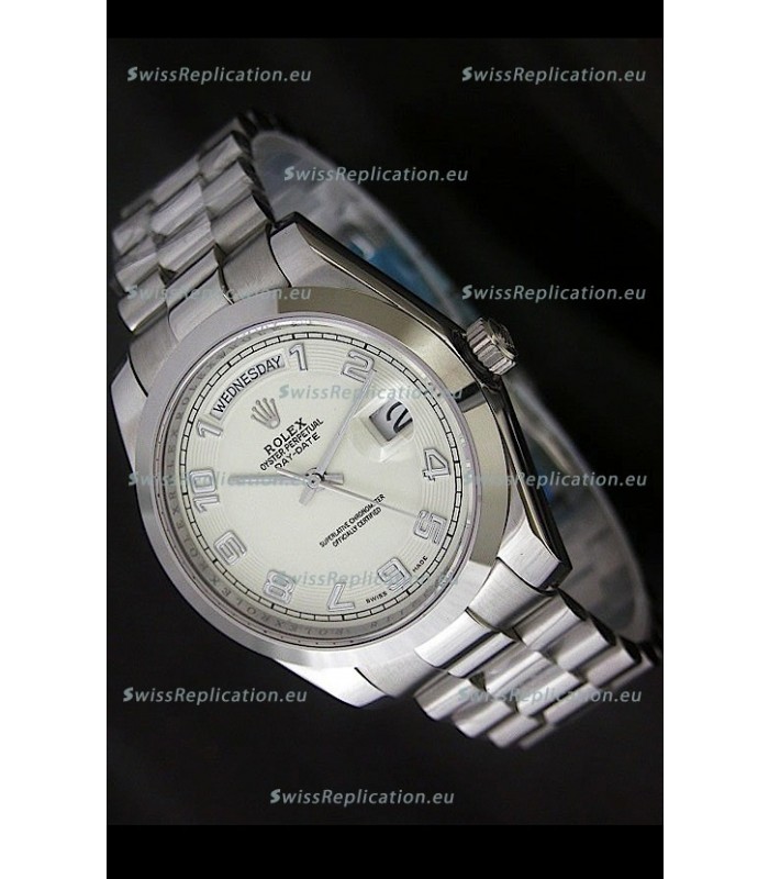 Rolex Day Date Swiss Replica Steel Watch in Arabic Markers