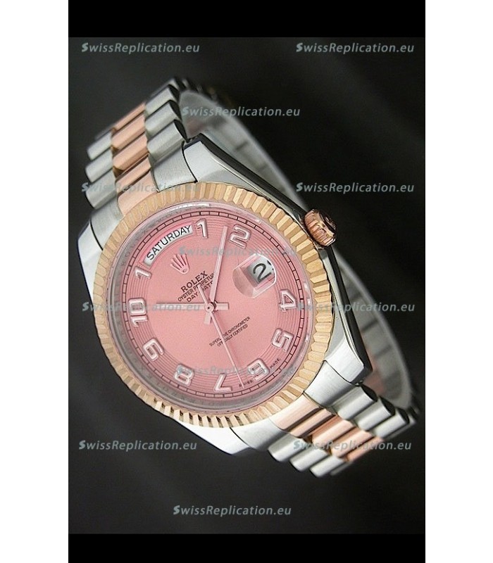 Rolex Oyster Perpetual Day Date II Swiss Replica Watch in Pink Dial