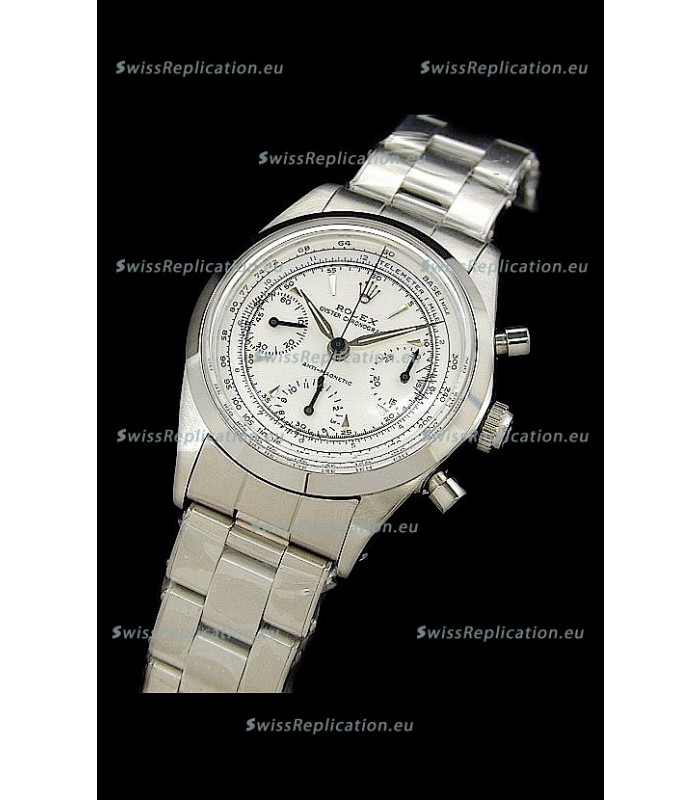 Rolex Oyster Chronograph Vintage Swiss Replica Watch in White Dial