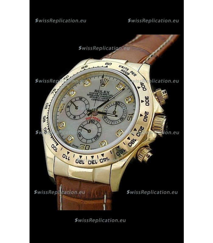 Rolex Daytona Cosmograph Swiss Replica Gold Watch in Mother of Pearl Dial