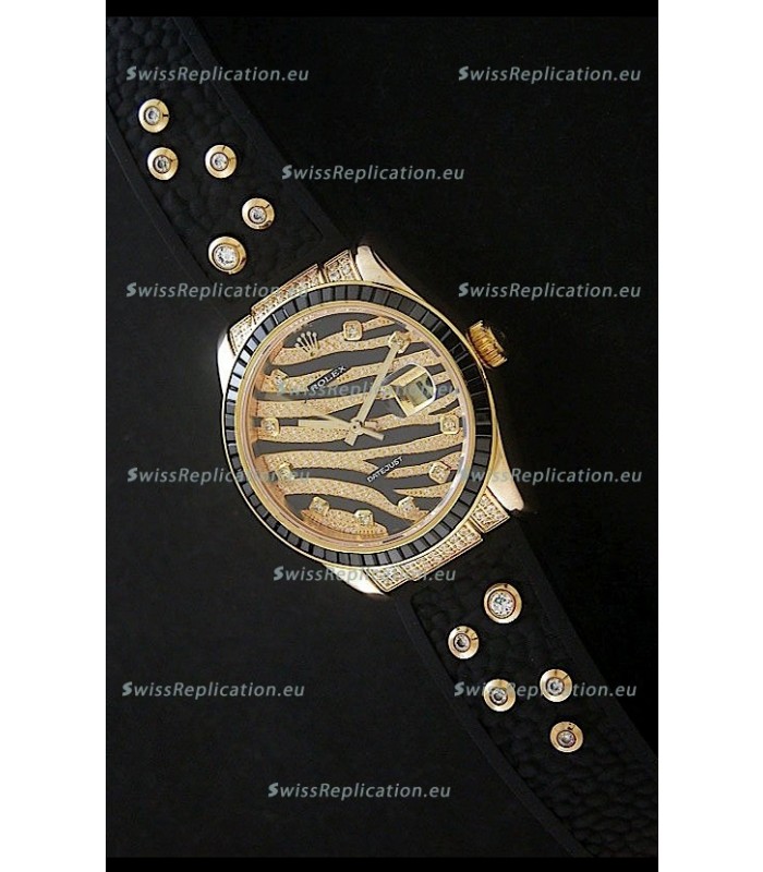 Rolex DateJust Rose Gold Diamond Swiss Replica Watch