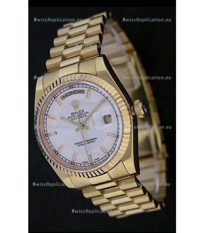 Rolex Day Date Just Japanese Replica Yellow Gold Watch 