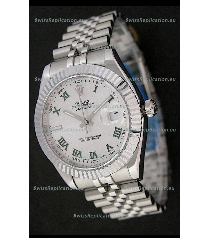 Rolex DateJust Swiss Replica Watch in Green Roman Hour Markers