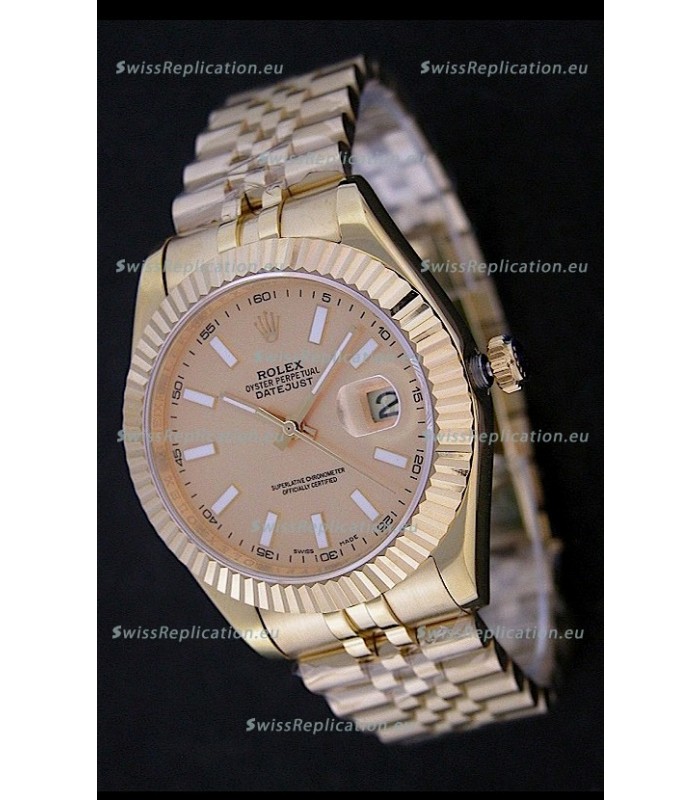 Rolex Datejust Japanese Replica Rose Gold Watch 