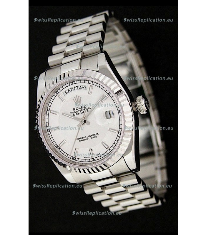 Rolex Day Date Just Japanese Replica Silver White Watch 