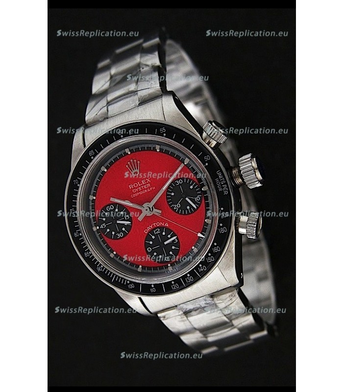 Rolex Daytona Cosmograph Swiss Replica Stainless Steel Watch in Red Dial