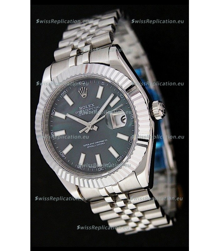 Rolex DateJust Swiss Replica Watch in Black Mother of Pearl Dial