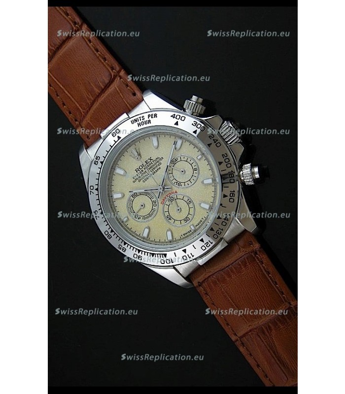 Rolex Daytona Japanese Replica Steel Watch in Yellow Rolesium Dial